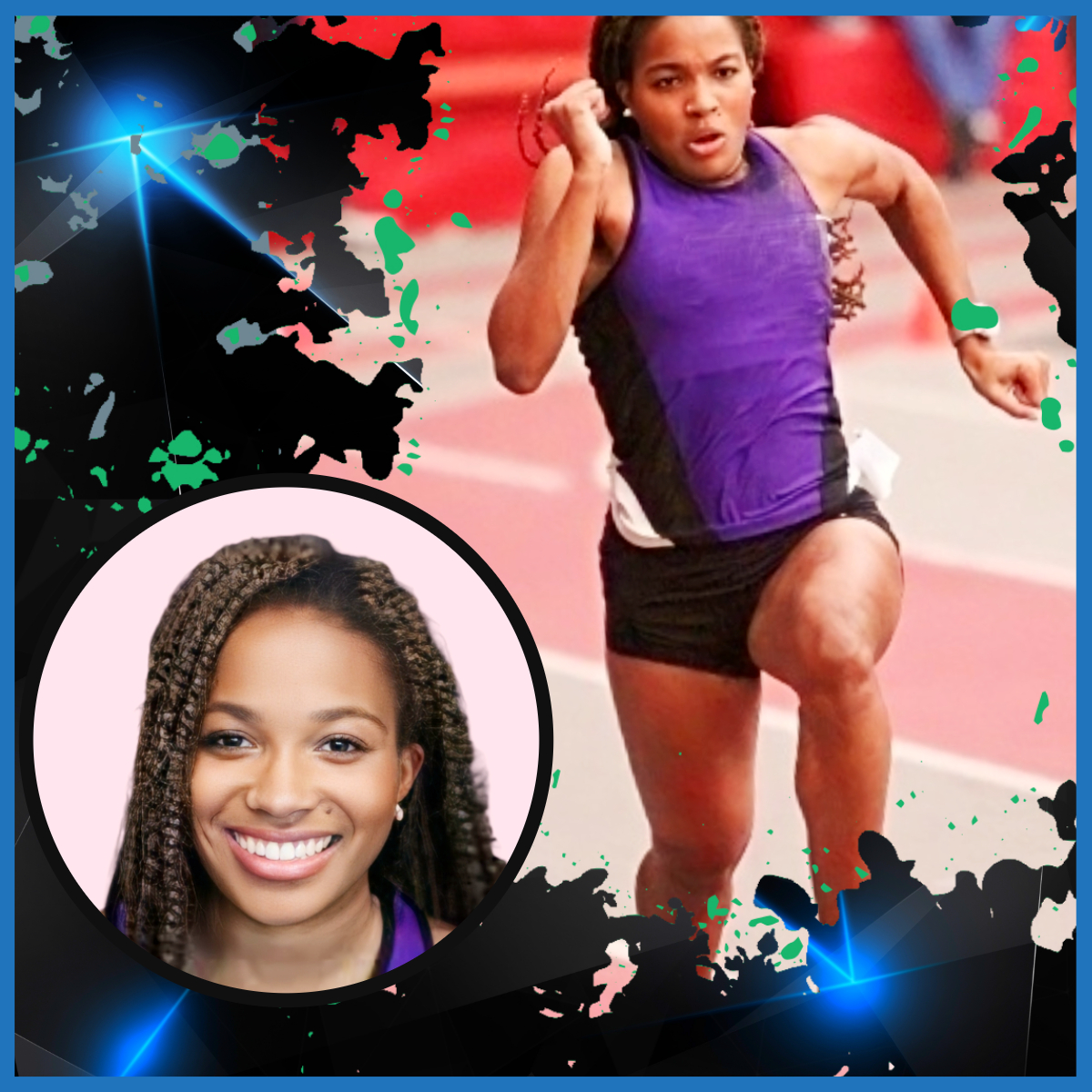 Image of Britney Clark; Britney Clark is an emerging U.S. sprint star; 2021 Indoor Nationals fourth place finisher; a Southwest Baptist University standout; with a personal best of 7.56. in the 60m dash. 